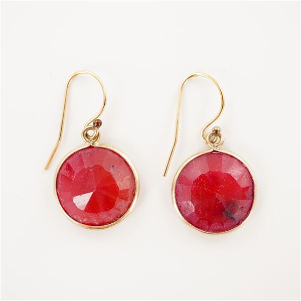 14K Gold Filled Ruby Glass Earrings