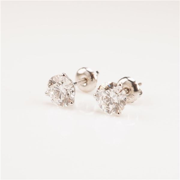 14K White Gold 2.08ctw Diamond Stud Earrings