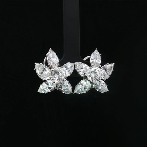 14K White Gold Clear Stone Clip Earrings