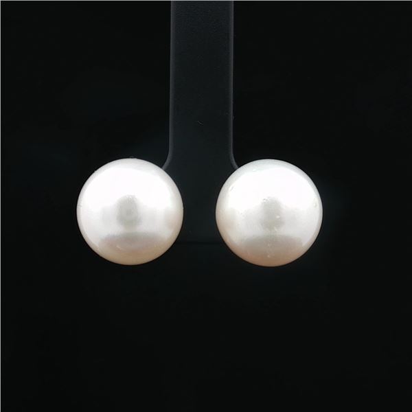 14K White Gold Pearl Stud Earrings