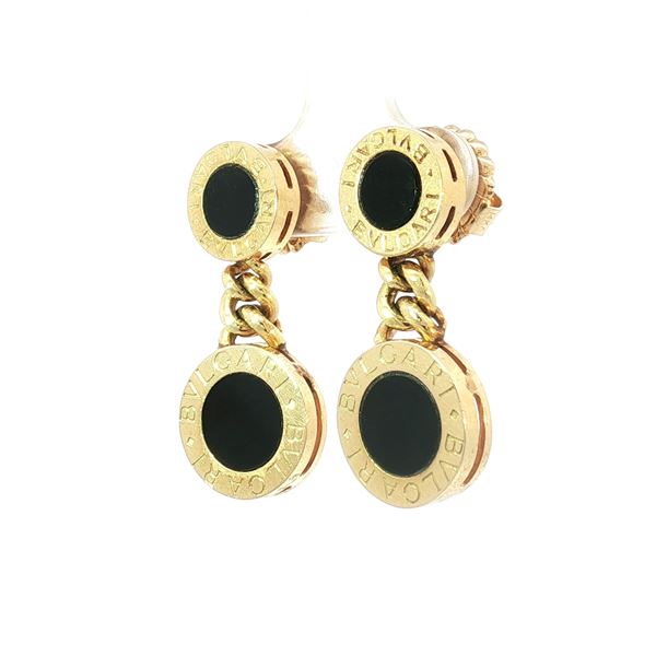 Bvlgari 18K Yellow Gold Black Onyx Drop Earrings