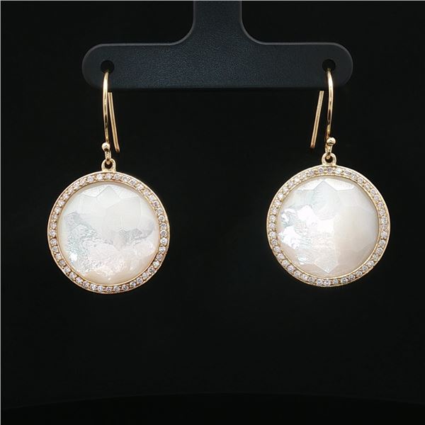 Ippolita Lollipop 18K Gold Mother of Pearl Diamond Drop Earrings