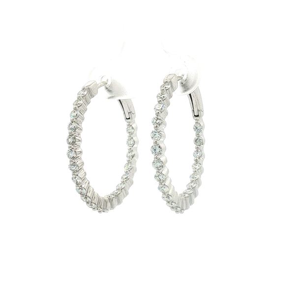 Pair of 14K White Gold and 1.43ctw Diamond Inside Out Hoop Earrings