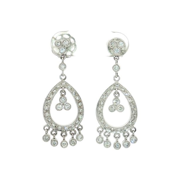 Pair of Estate 18K White Gold and 1.00ctw Diamond Dangle Earrings