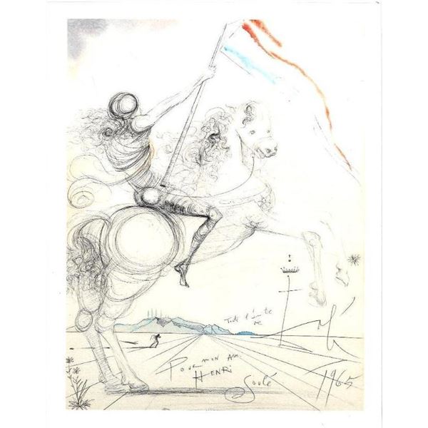 Salvador Dali (1904-1989) "Cavalier avec banniere