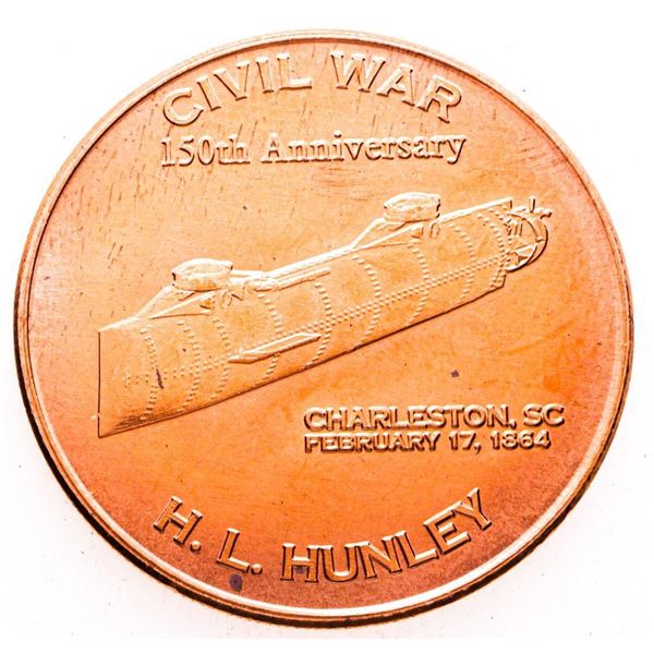 .999 Fine Copper Round 0 1oz. "HUNLEY" Civil War (