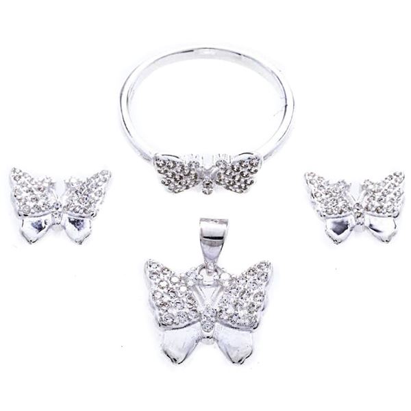 925 Sterling Silver Gemstone Butterfly Design Stud