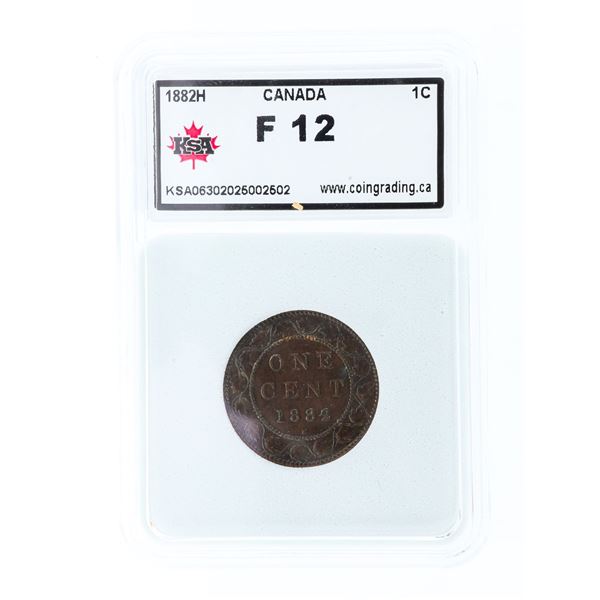 1882H Canada Victoria Large One Cent Coin F12 KSA