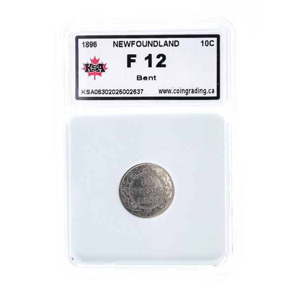 NFLD> 1896 Silver 10 Cents (Bent) F12