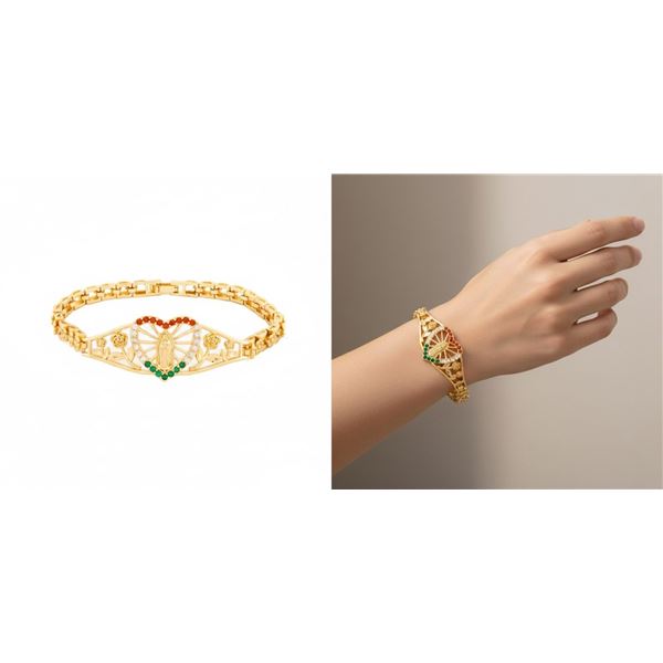 18kt Oro Laminado Diamond Cut Heart Style Gemstone
