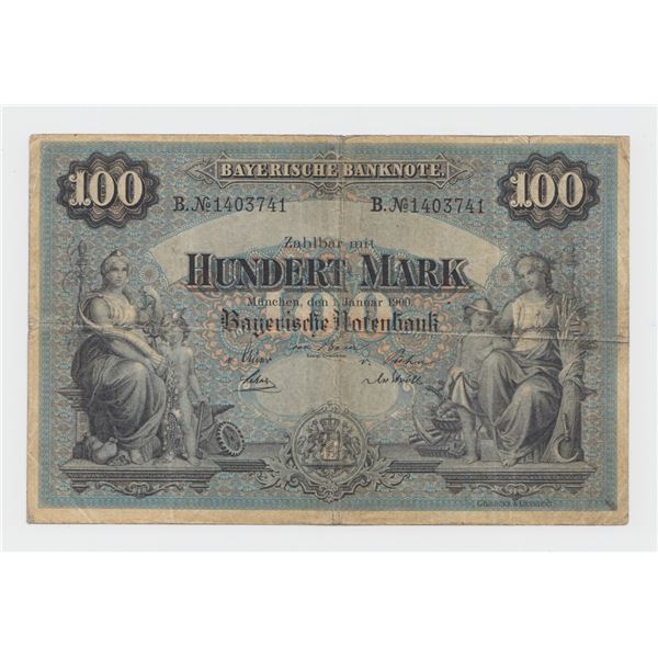 1900 Bavaria 100 Mark Note