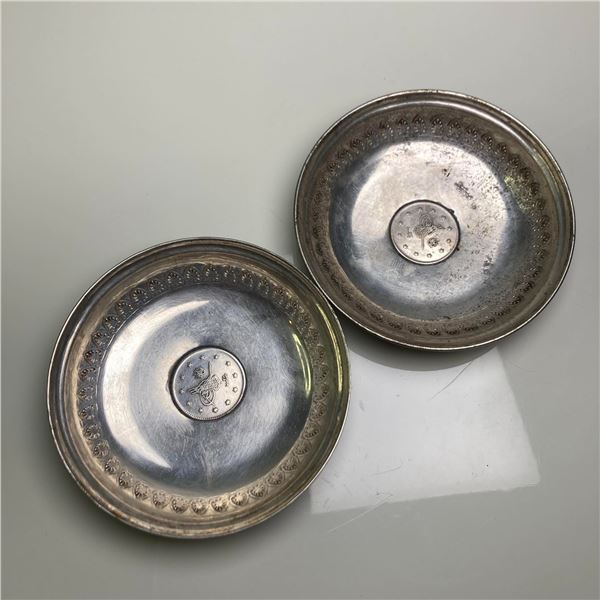 2 1903 Ottoman Empire Silver Coin Dishes