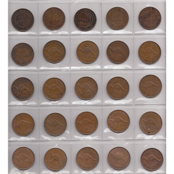 Lot of 25 Australia Large Pennies