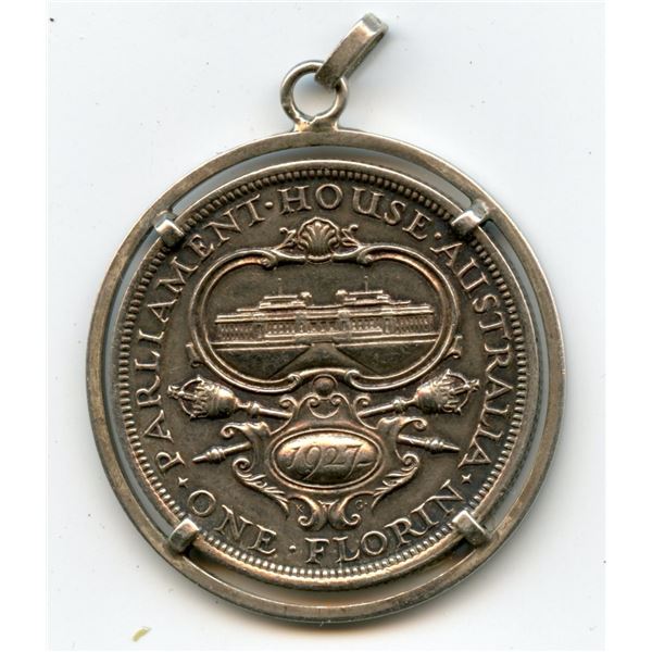 1927 Australia Florin Silver Pendant