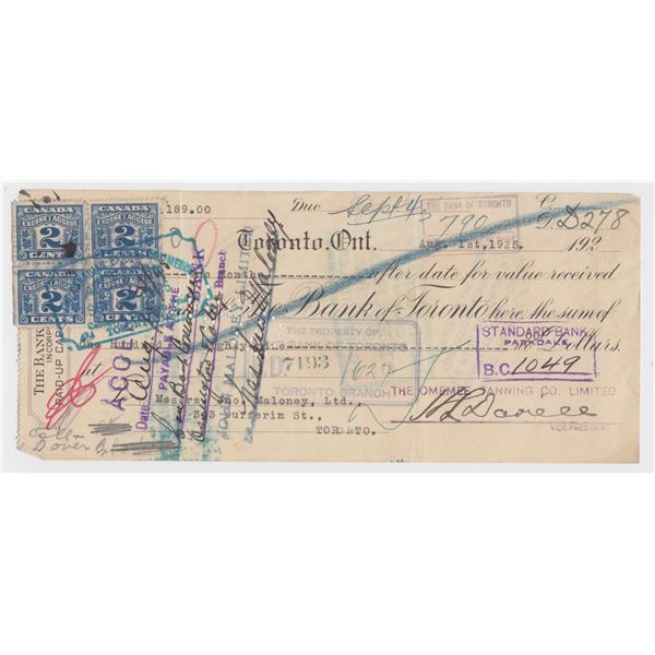 1925 Bank of Toronto Promissory Note