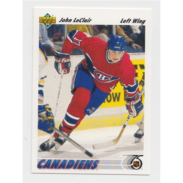 1991-92 UD John Leclair #345 Rookie Card