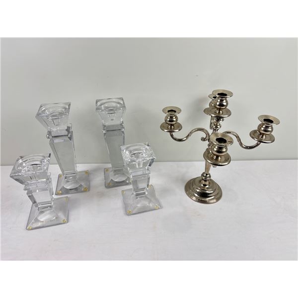 Candelabra with Glass Candlestick Holders