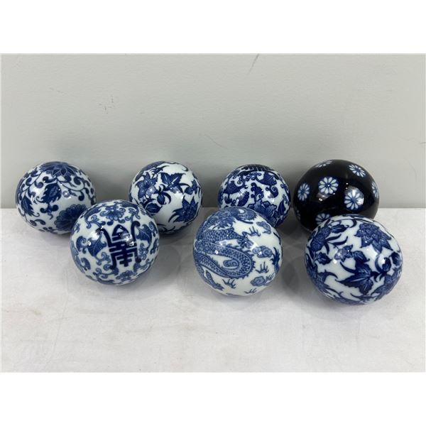 Blue & White Ceramic Orbs