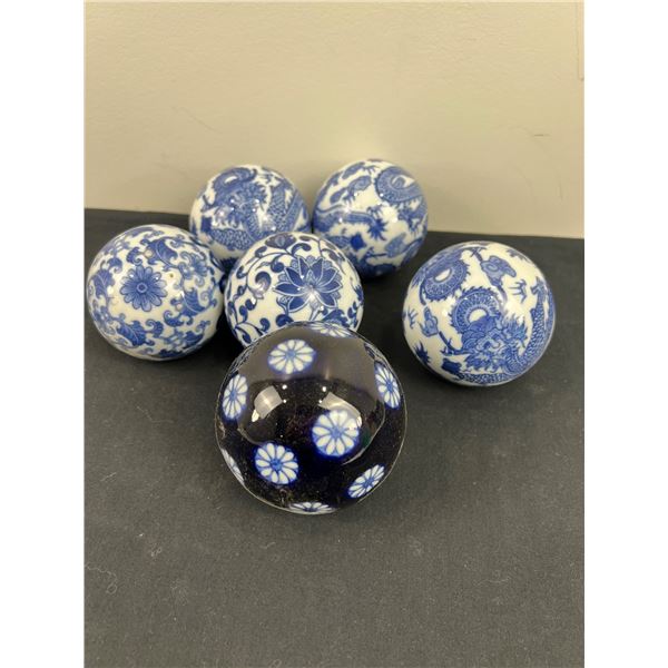 Blue & White Ceramic Orbs