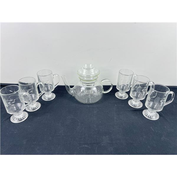 Floral Etched Tea Set