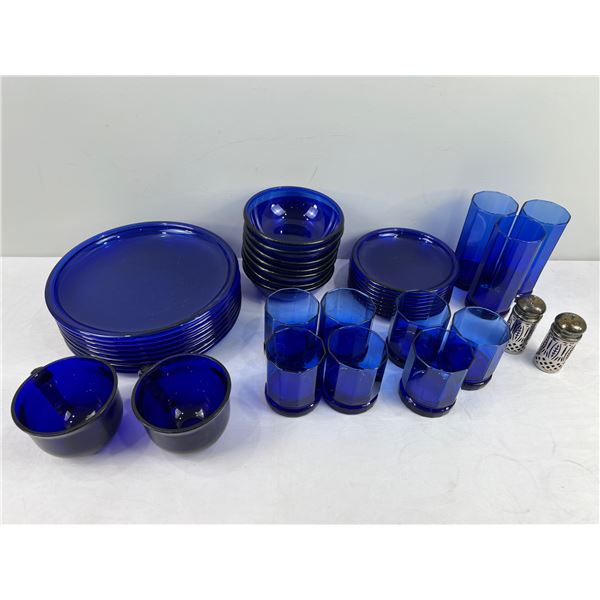Blue Glass Dish Set