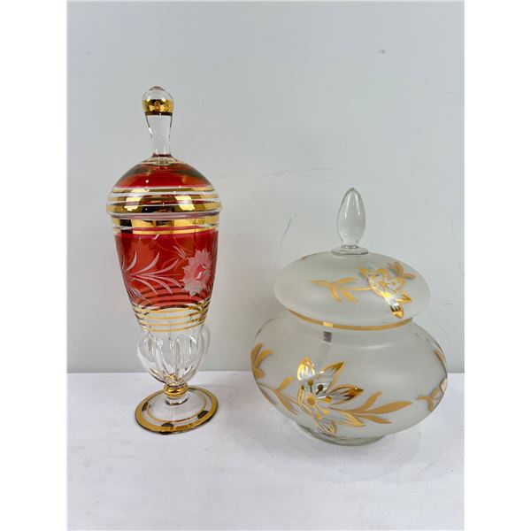 Ornate Lidded Glass Jars