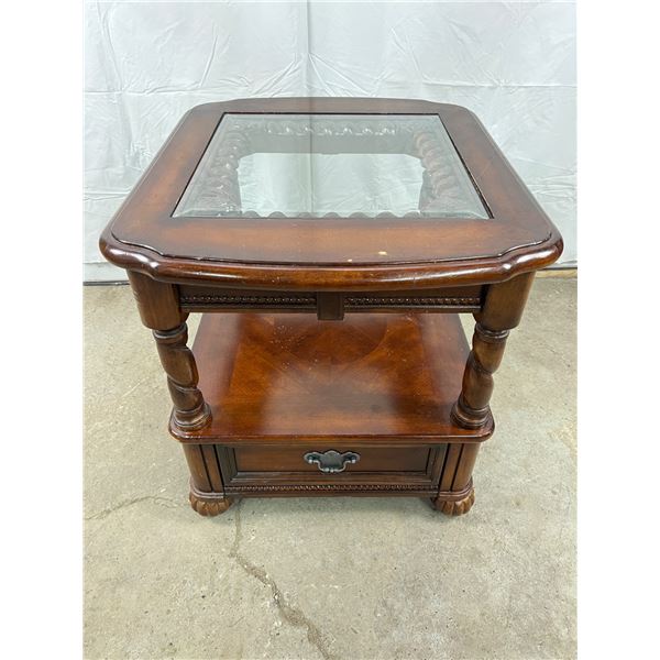Klaussner Glass Top Side Table