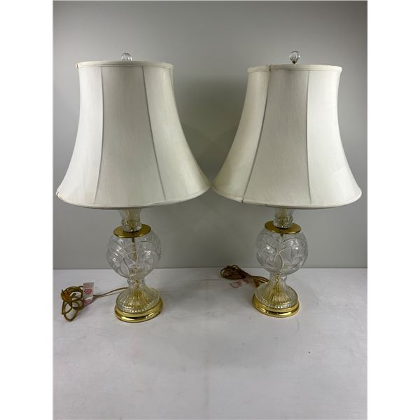 Pair of Table Lamps with Crystal Bases