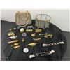 Image 1 : Assortment of Brooches, Hair Accessories, Hand Bag and Jewelry Box