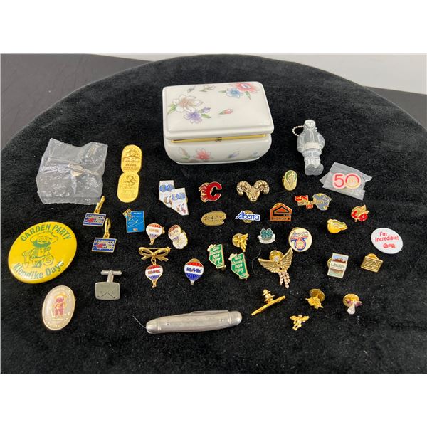 Assortment of Pins with Music Box