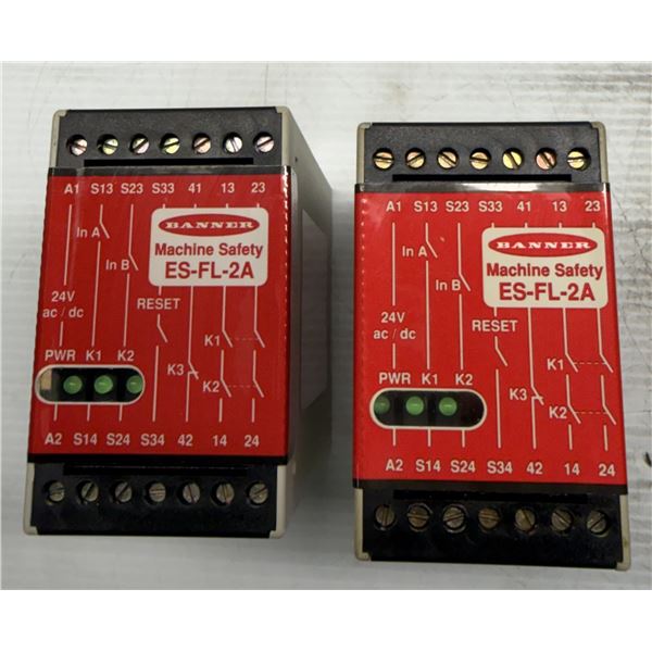 (2) Banner #ES-FL-2A Safety Relays