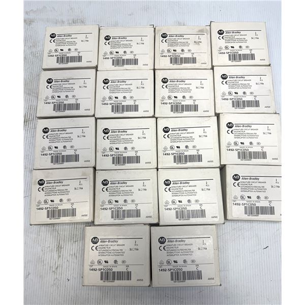 Lot of (18) Allen-Bradley #1492-SP1C050 Miniature Circuit Breakers - 2 Per Box