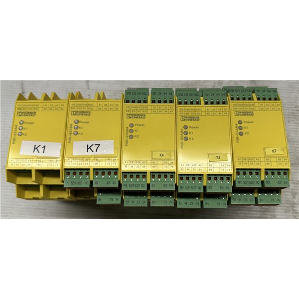 (5) Phoenix Contact #29 63 99 6/PSR-SPP-24UC/ESAM4/8X1/1X2 Safety Relays