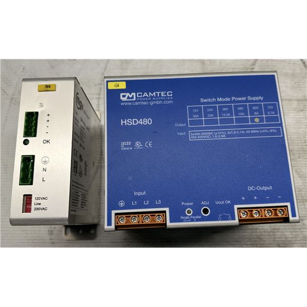 Lot of (2) Power Supplies Camtec #3041055009CA Type HSD04801.60T & mgv #SPH240-2410