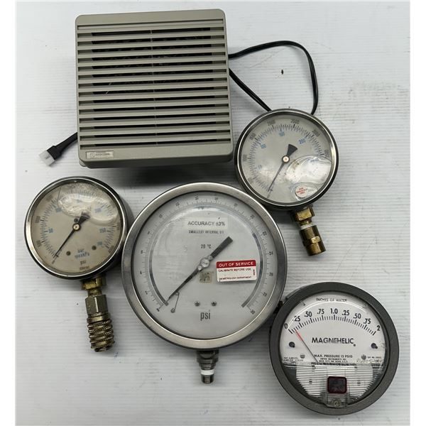 Lot of (4) Misc. Gauges & (1) Fan Unit