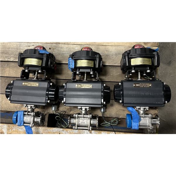 (3) Techmatic #DFS075-SR11-M-P Pneumatic Valve Actuators w/#ALS-400M2 Mechanical Switches