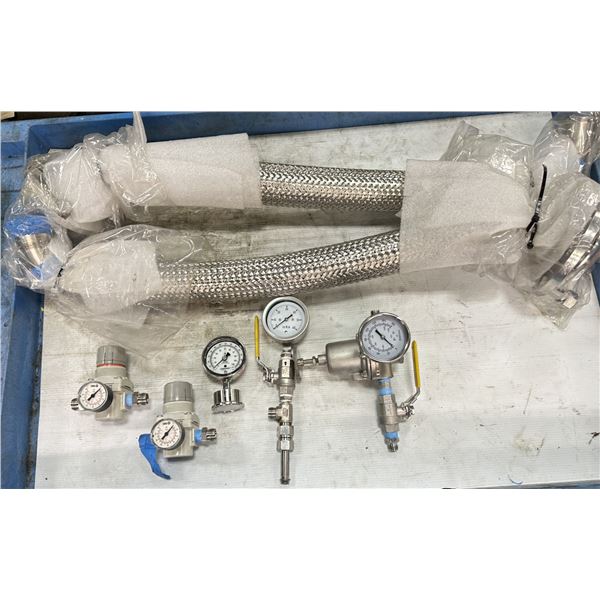 Lot of (7) Misc. Gages & Flex Pipe Items