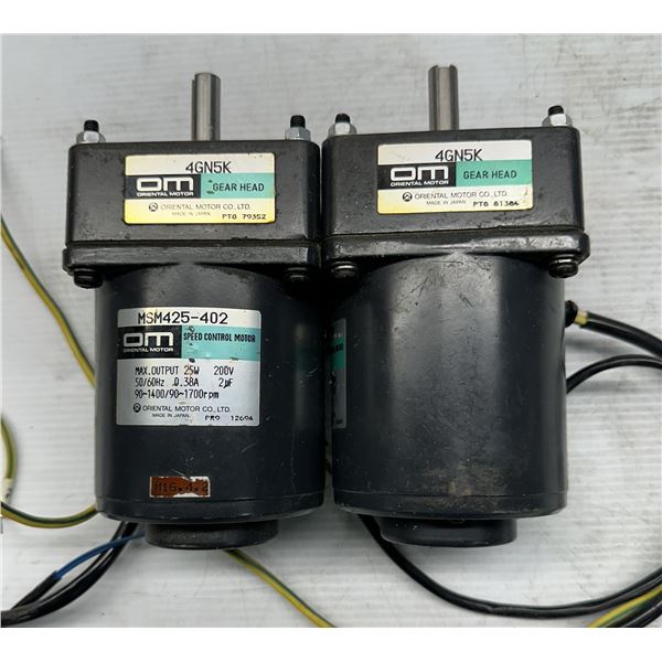 (2) Oriental Motor #MSM425-402 Speed Control Motors w/#4GN5K Gear Heads