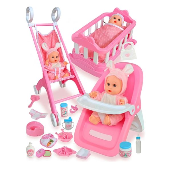 28PC Baby Doll/Baby Stroller & Accessories Toy Play Set - Brand New!