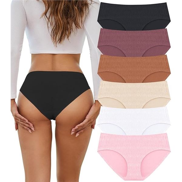 6-Pack of Women's Seamless Underwear; No-Show Cheeky Low-Rise Bikini Panties (Size XL) New Sealed