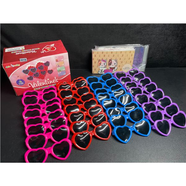 32-Pack Box of Heart Shaped Sunglasses (Multi-Color) - Brand New