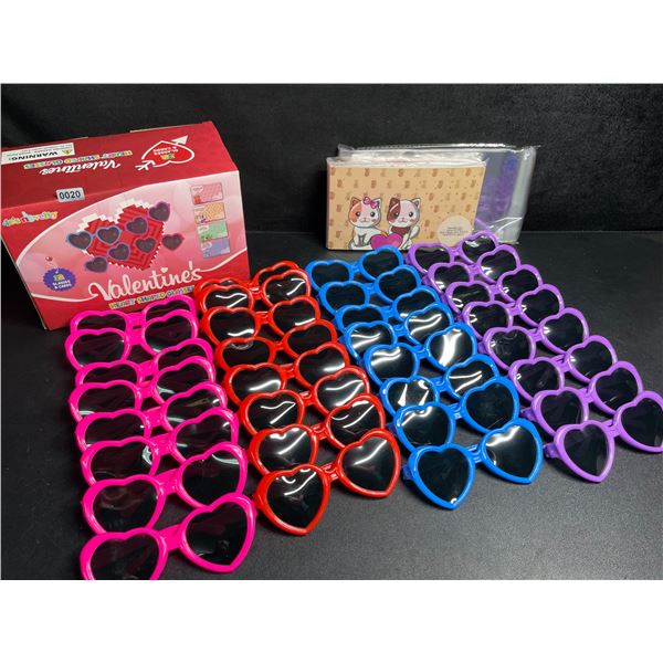 32-Pack Box of Heart Shaped Sunglasses (Multi-Color) - Brand New