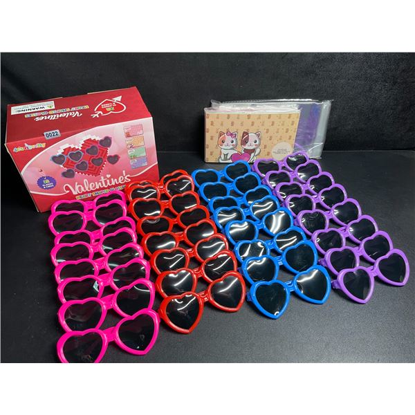 32-Pack Box of Heart Shaped Sunglasses (Multi-Color) - Brand New