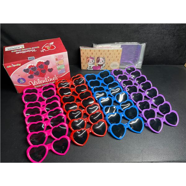 32-Pack Box of Heart Shaped Sunglasses (Multi-Color) - Brand New
