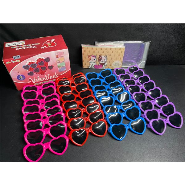 32-Pack Box of Heart Shaped Sunglasses (Multi-Color) - Brand New