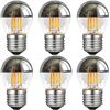Image 1 : 6-Pack G45 40W LED Edison Light Bulbs; Half Chrome, E26 Base 2700K, Warm White - New