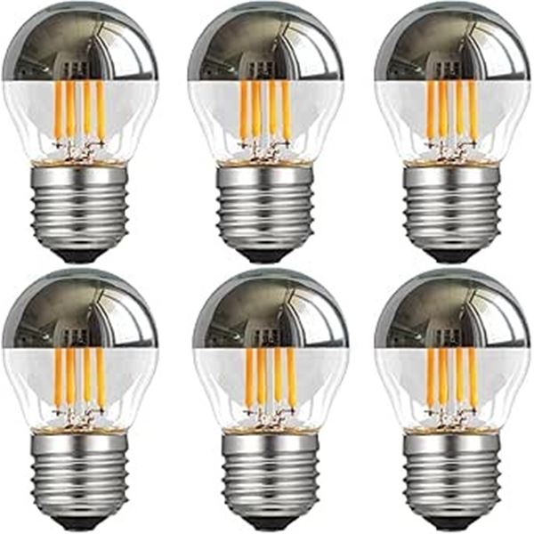 6-Pack G45 40W LED Edison Light Bulbs; Half Chrome, E26 Base 2700K, Warm White - New