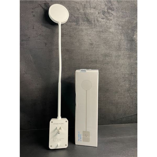 Flexible 20" LED Reading Light with Plug & Socket (Great for Nightstands/Behind Beds) White - New