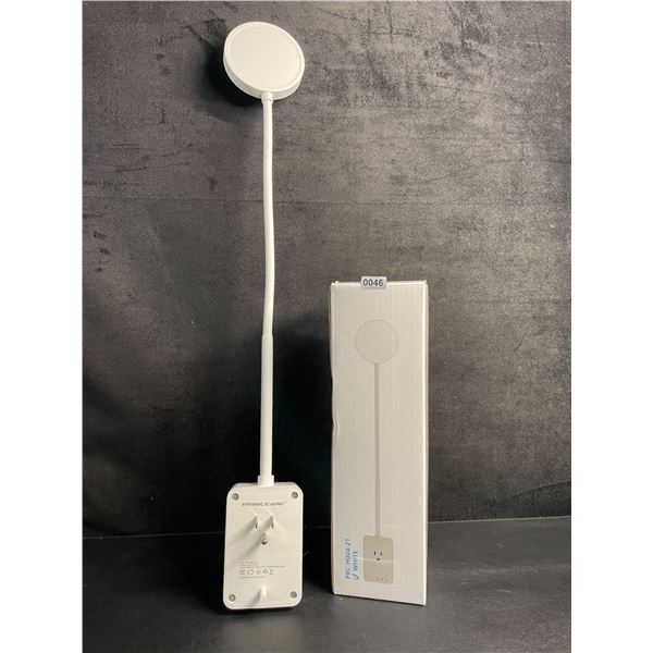 Flexible 20" LED Reading Light with Plug & Socket (Great for Nightstands/Behind Beds) White - New