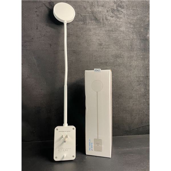 Flexible 20" LED Reading Light with Plug & Socket (Great for Nightstands/Behind Beds) White - New